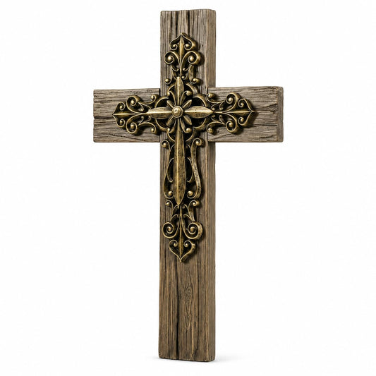 Comfy Hour 13 Inch Cross Wall Decor, Copper Tone Layered Wall Cross
