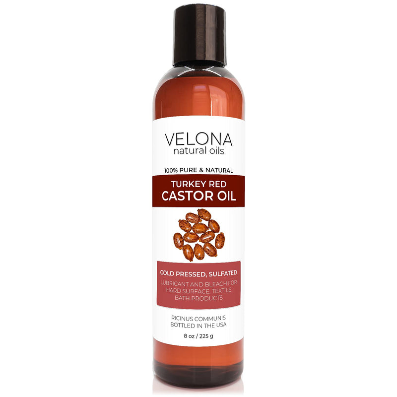 Castor Oil Turkey Red by Velona - 8 oz | 100% Pure and Natural Carrier Oil | Cold Pressed | Hair, Body and Skin Care | Use Today - Enjoy Results