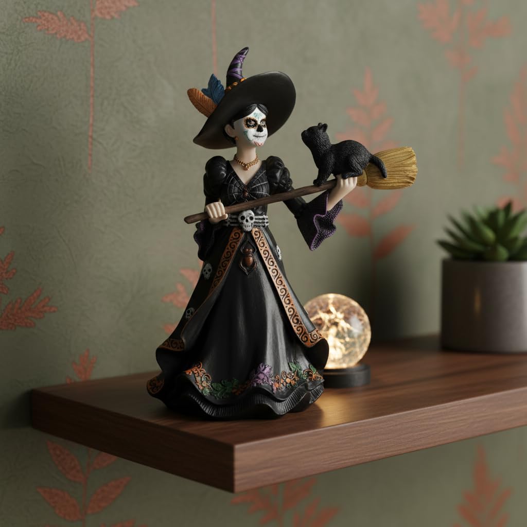 Comfy Hour 9 Inch Witch Statue, Sugar Skull Fairy Decor, 1 Unit