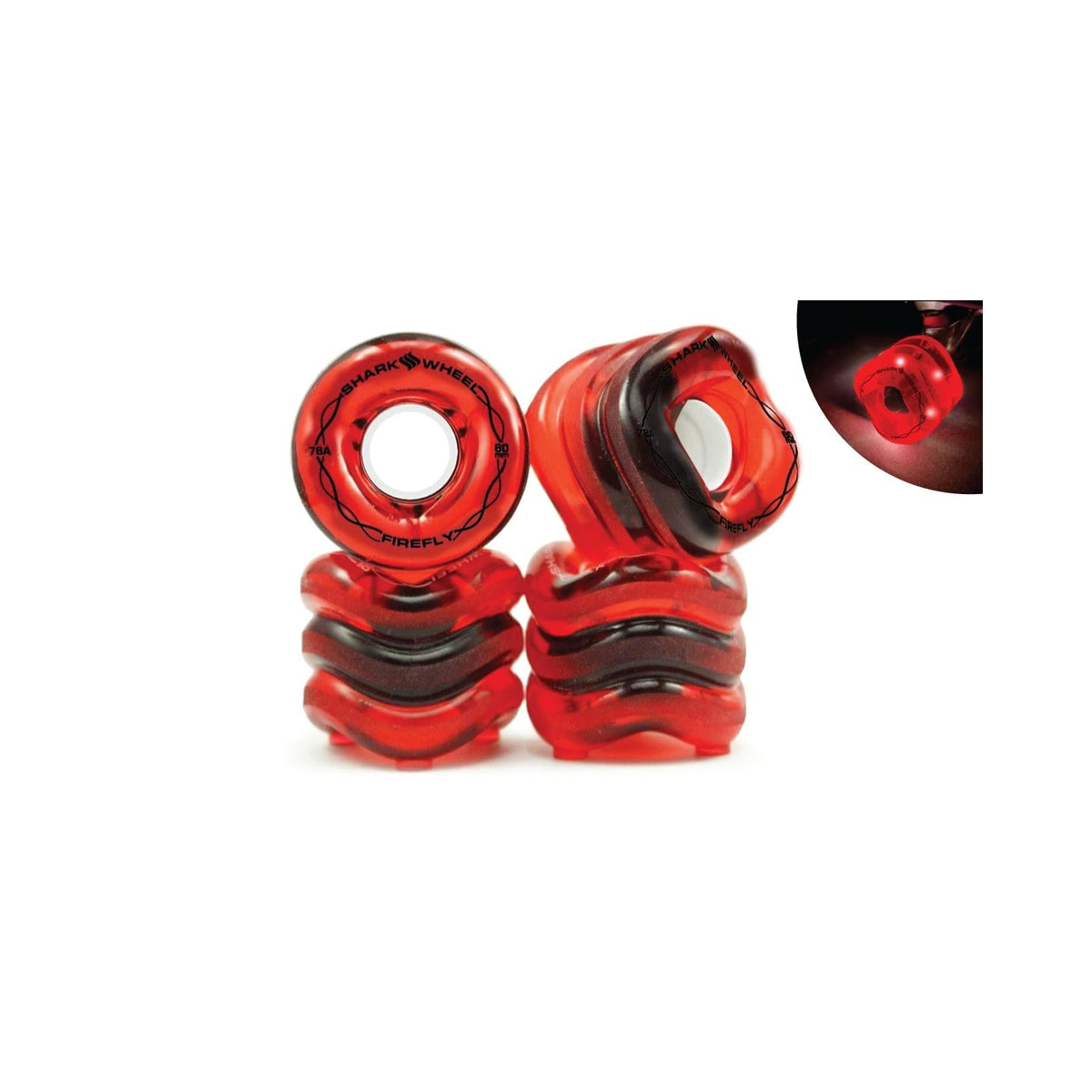 Shark Wheel Wheel, 60mm, Transparent Red with Red Lights