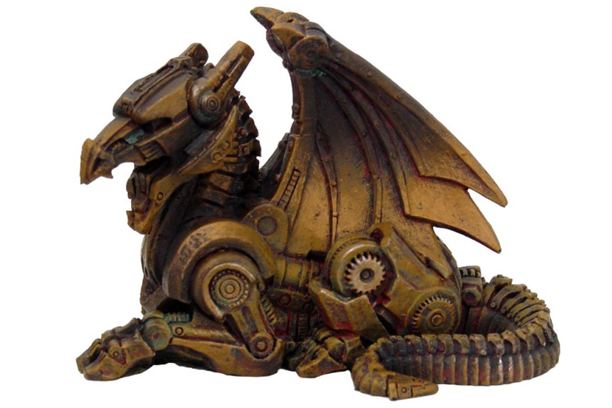 Pacific Trading PTC 3.5 Inch Steampunk Sitting Winged Dragon Resin Statue Figurine