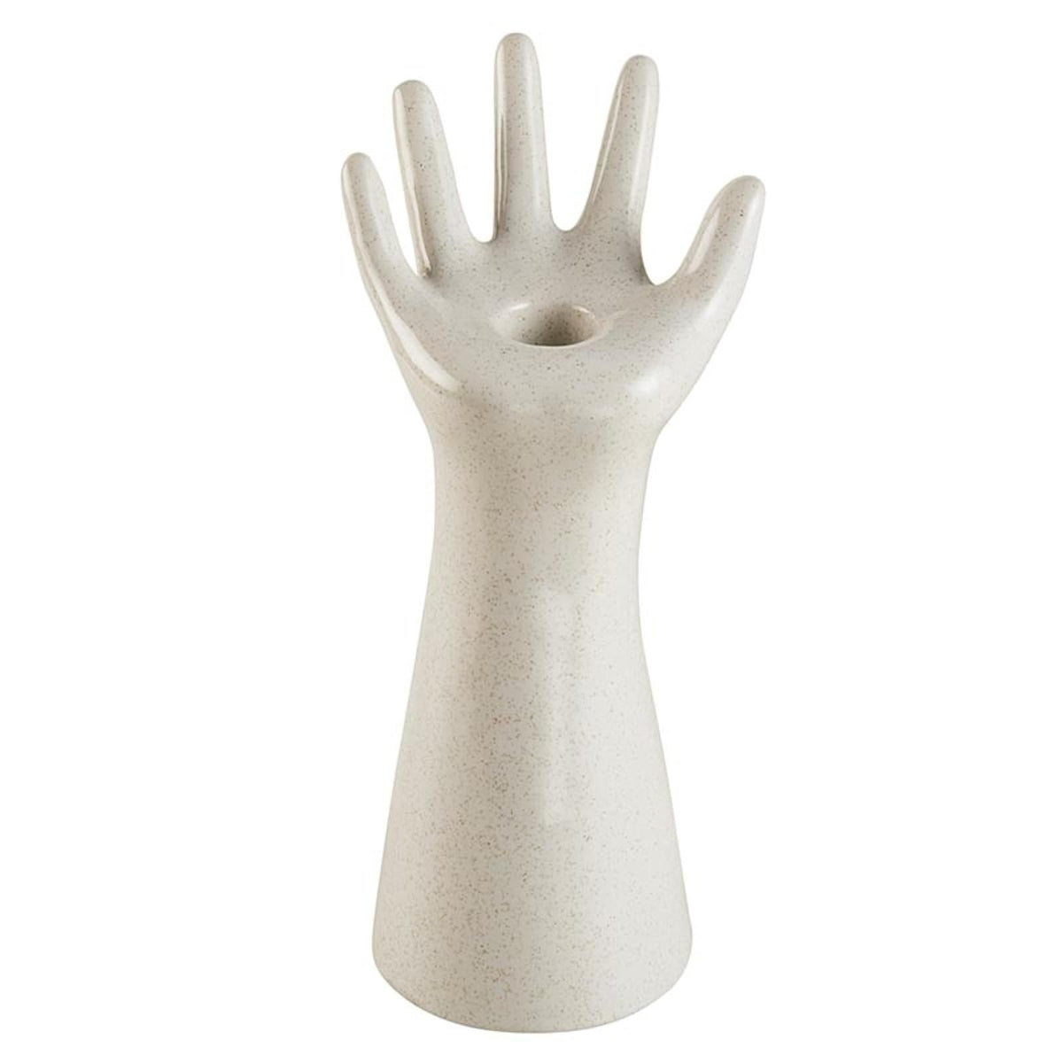 47th & Main Candle Holder, 8.5" Tall, Speckled White