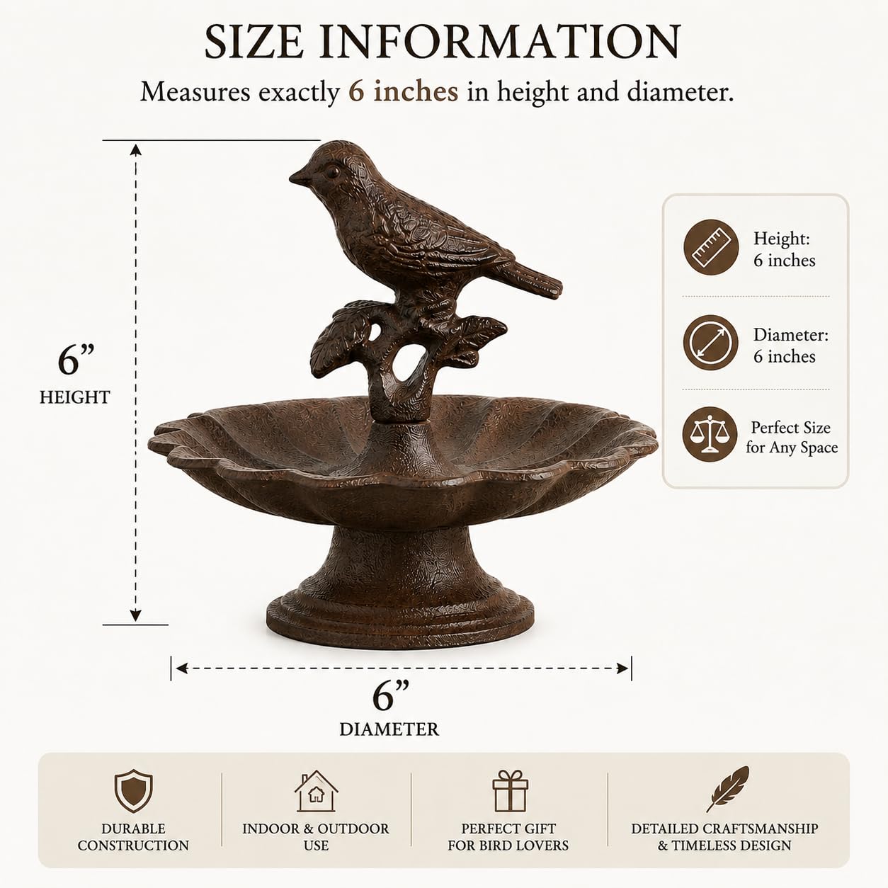 Comfy Hour 6 Inch Bird Bath Bowl, Mini Pedestal Garden Decor