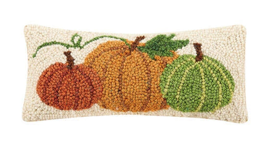 Peking Handicraft 31TG438C05OB Pumpkins Hook Pillow, Blown-in Filled, 12-inch Length, Wool and Cotton