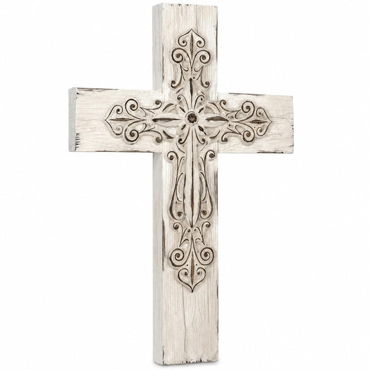 Comfy Hour 13 Inch Cross for Wall, White Wall Cross Decor