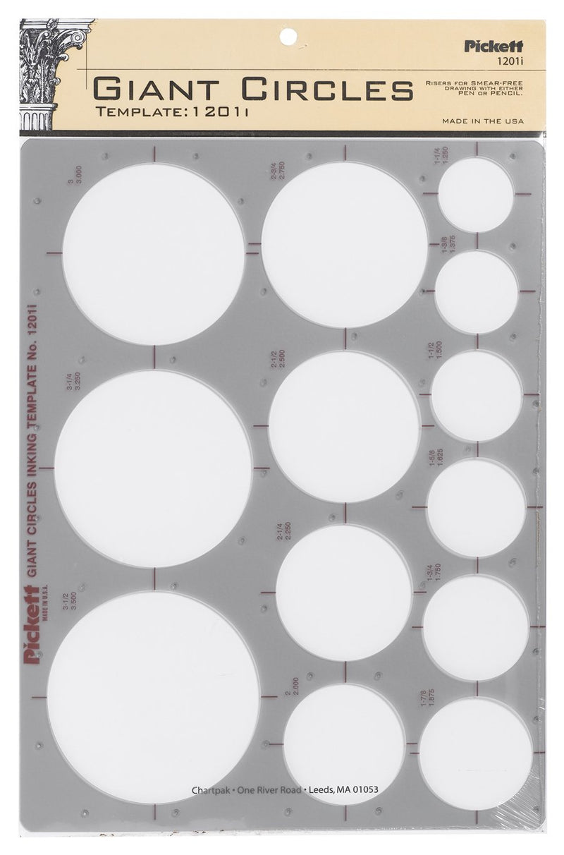 Pickett Giant Circles Template, Circle Range 1-1/4 to 3-1/2 Inches in Diameter (1201I)