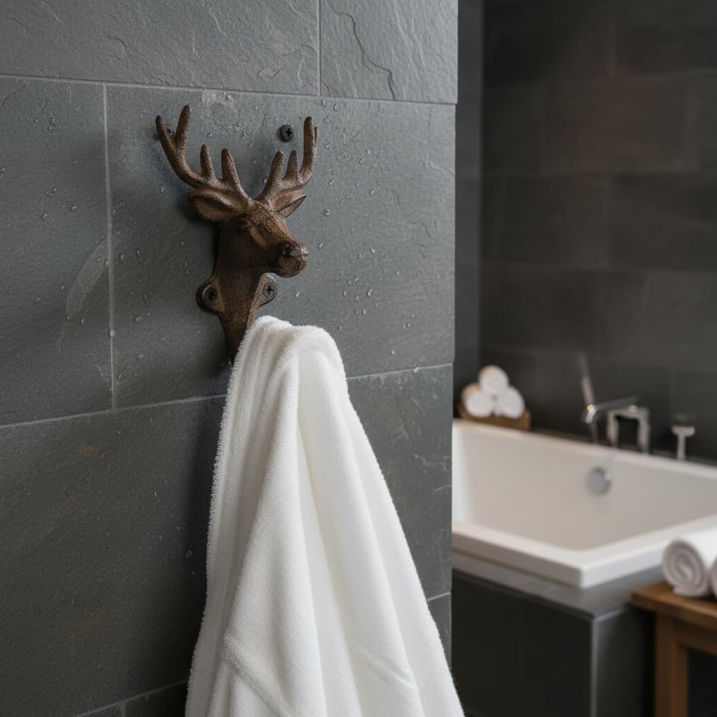 Comfy Hour Cast Iron Deer Single Key Coat Hook Clothes Rack Wall Hanger, Heavy Duty, Recycled