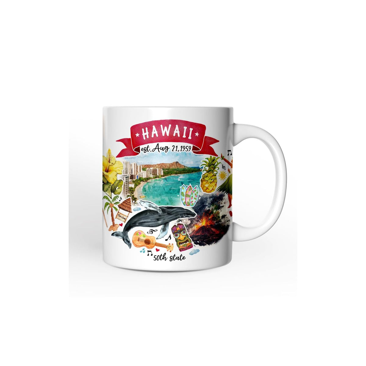 OrnamentallyYou Drinking Cup, 12 Ounces, Artistic Hawaii State Themes and Landma
