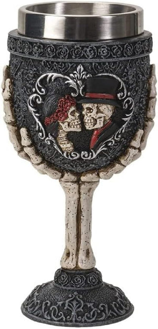 Pacific Trading Giftware Skeleton Couple Goblet, 7-inch Height, Resin