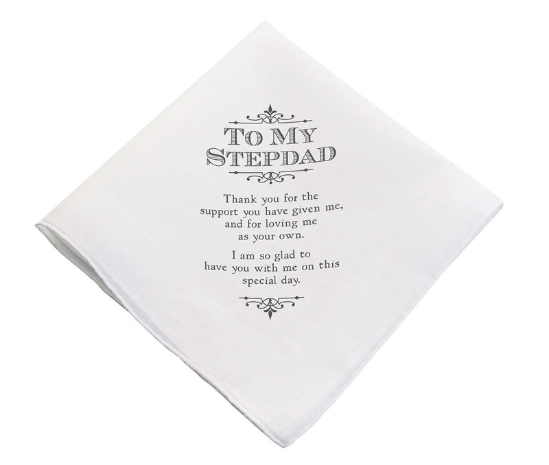 Lillian Rose White Stepdad Wedding Gift Cotton Keepsake Hankie, 17"