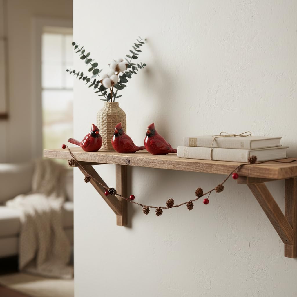 Comfy Hour Winter Holiday Home Collection Standing Cardinals Figurine Set of 3, Ideal Christmas Decoration, Polyresin
