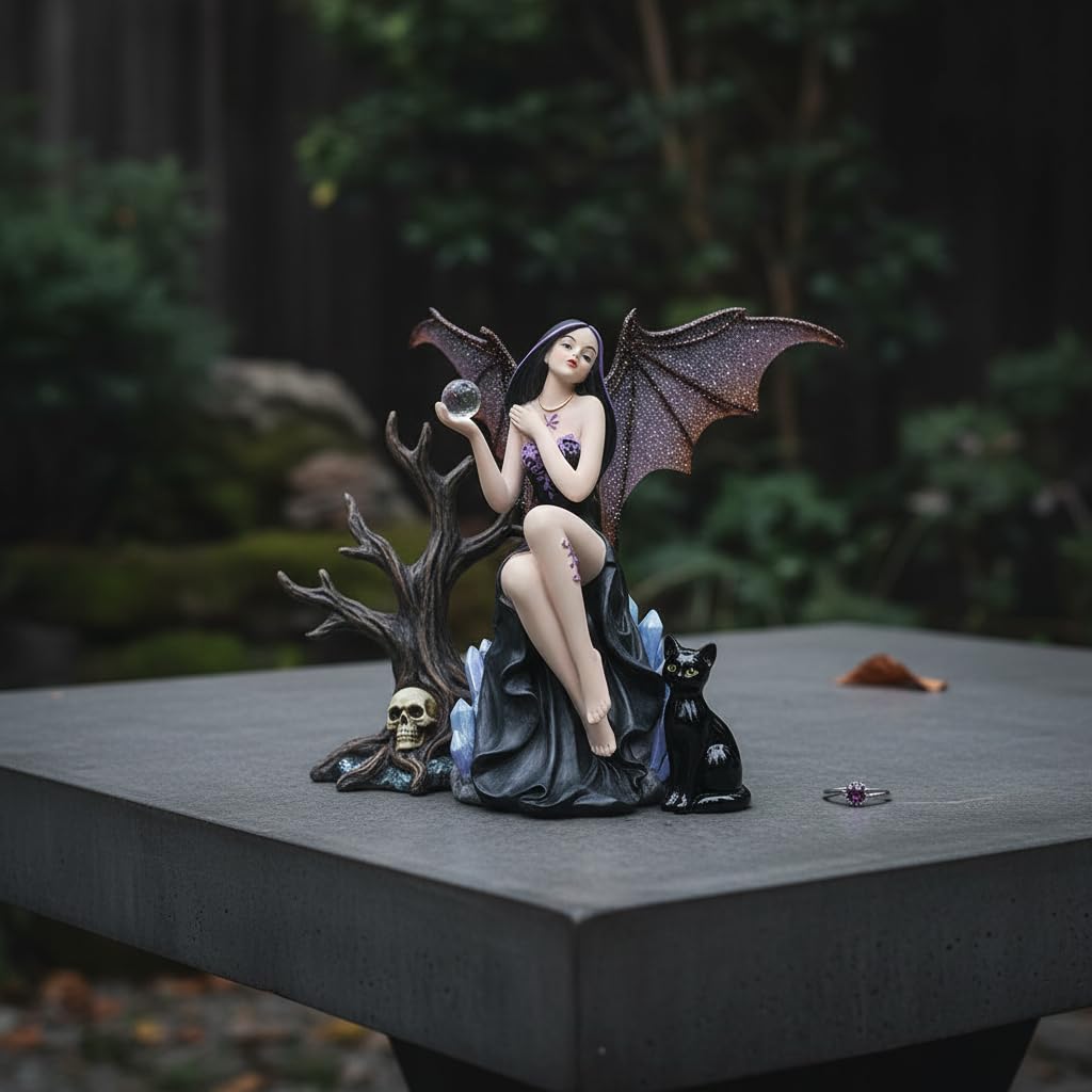 Comfy Hour 6 Inch Fairy Statue, Gothic Witch Figurine with Bat Wings