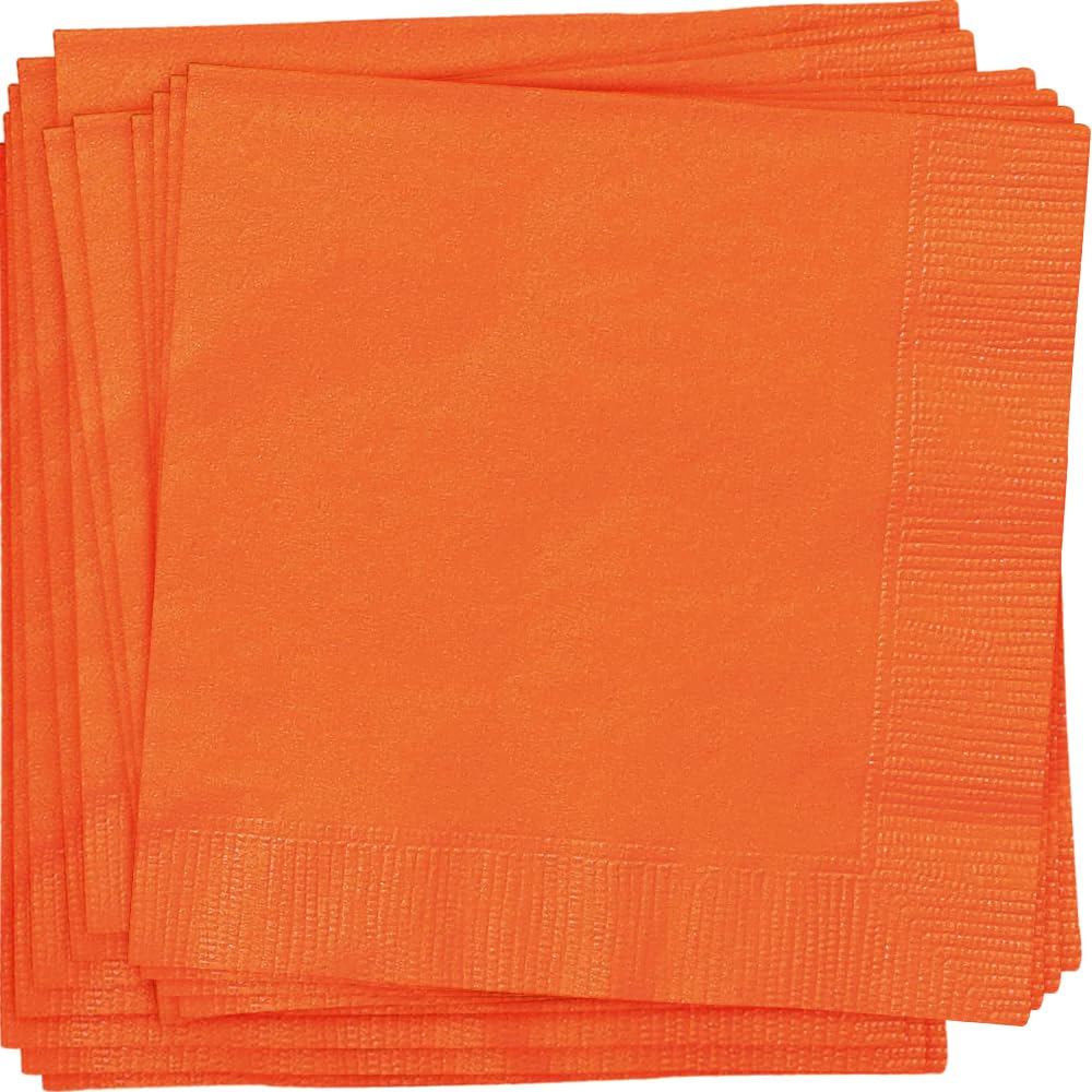Unique Industries Unique Pumpkin Orange Beverage Napkins, 20ct