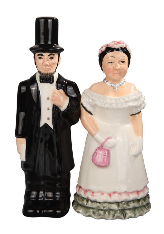 Pacific Trading Attractives Magnetic Ceramic Salt Pepper Shakers Abraham Lincoln and Mary