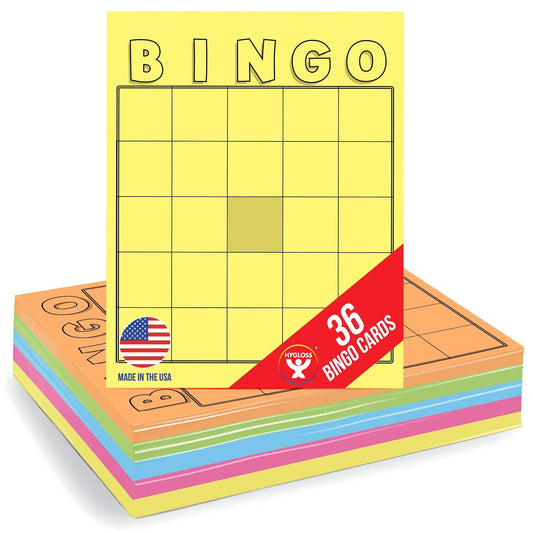 Hygloss Products Blank Bingo Cards, Assorted Colors, Multicolor (HYG87125)