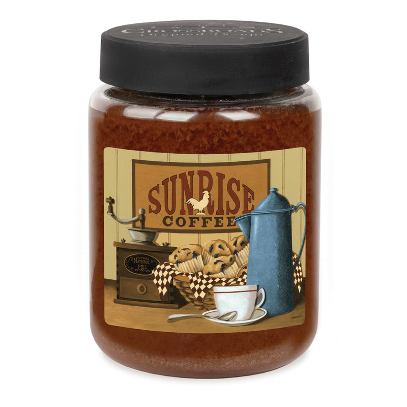 CROSSROADS ORIGINAL DESIGNS Sunrise Coffee Apple Butter Scented Jar Candle, 26 Oz, Home Fragrance