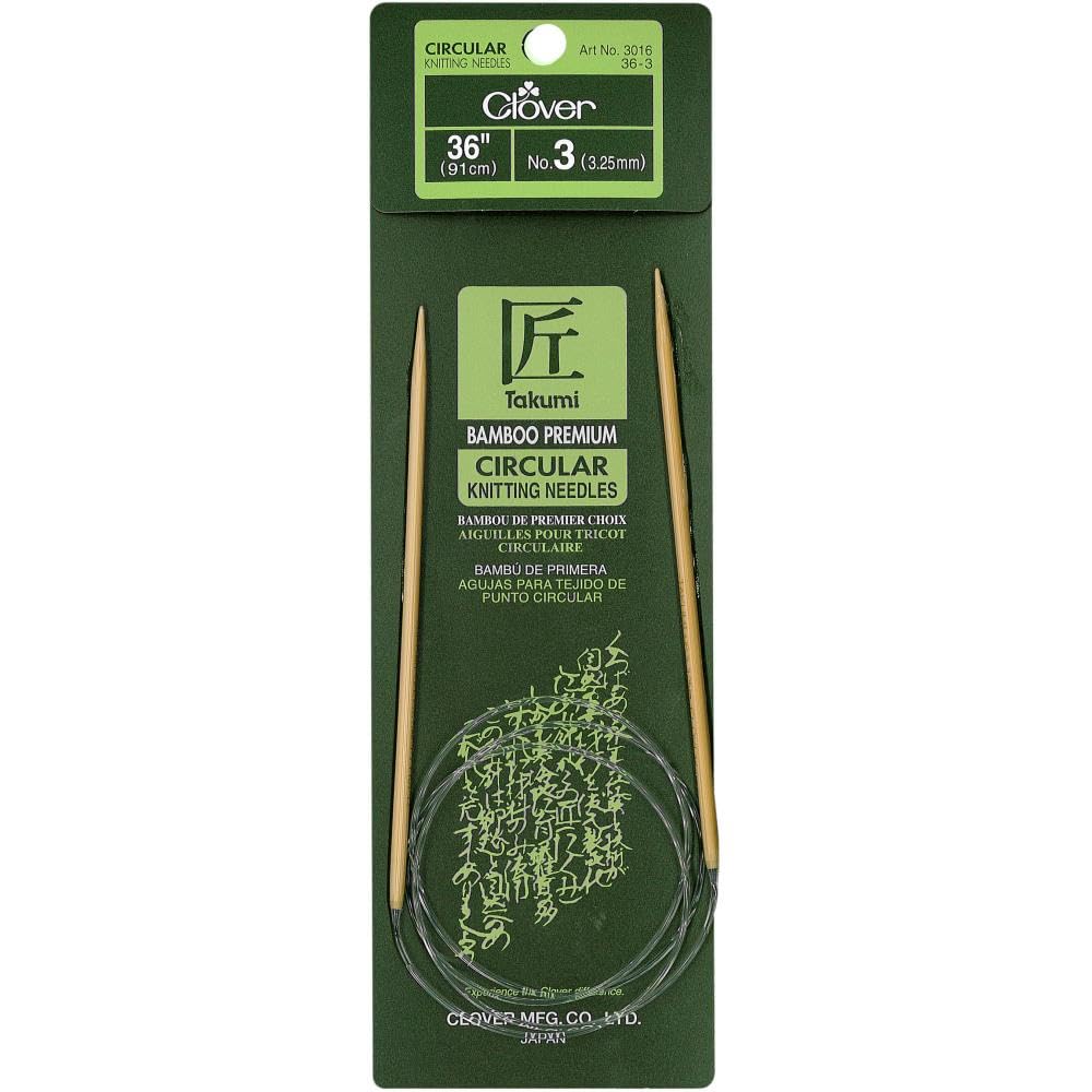 Clover Knitting Needle, US 3 (3.25mm), 36 Inches, Brown, Clear