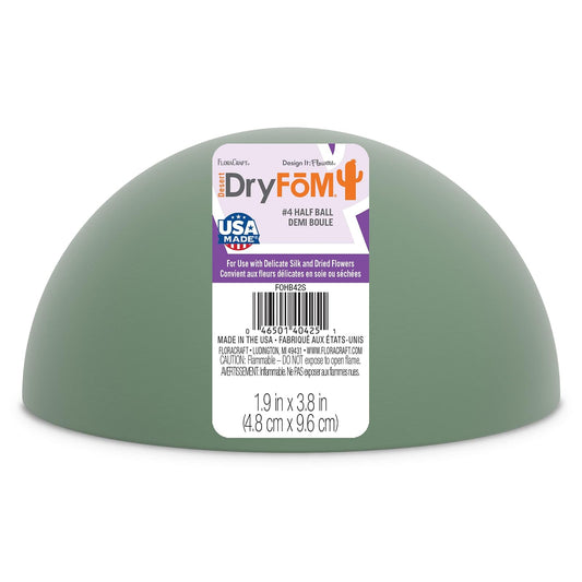 FloraCraft Floral Dry Foam Half Ball 1.9 Inch x 3.8 Inch Green