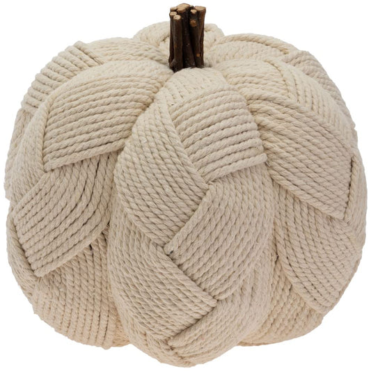 Boston International Pumpkin D√©cor Autumn & Fall Decorations, Large, Woven Cream