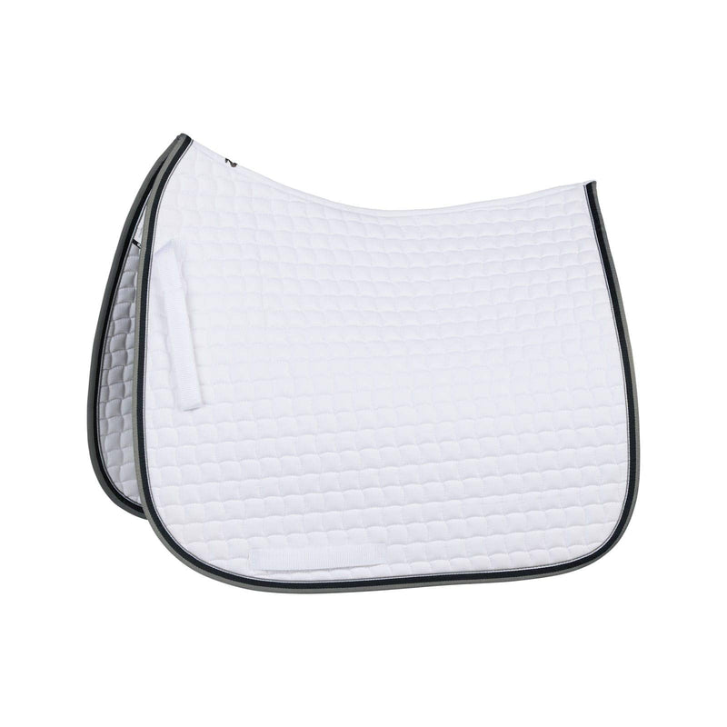 HORZE Adepto Quilted Quick-Dry Dressage Saddle Pad for Horses with Two-Tone Trim - White - Horse