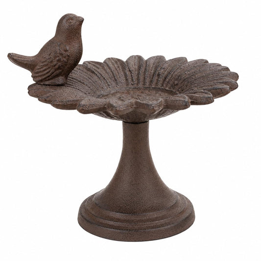 Comfy Hour Bird Meets Garden Bath Collection 6" Cast Iron Birdfeeder Birdbath Outdoor Garden, Brown