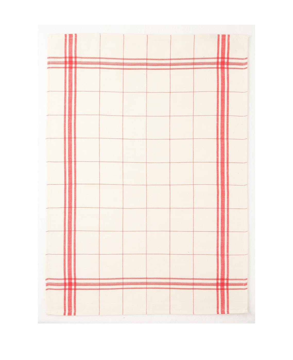Coucke French Cotton and Linen Towel, Bistrot Red Plaid, 20-Inches by 30-Inches, Red