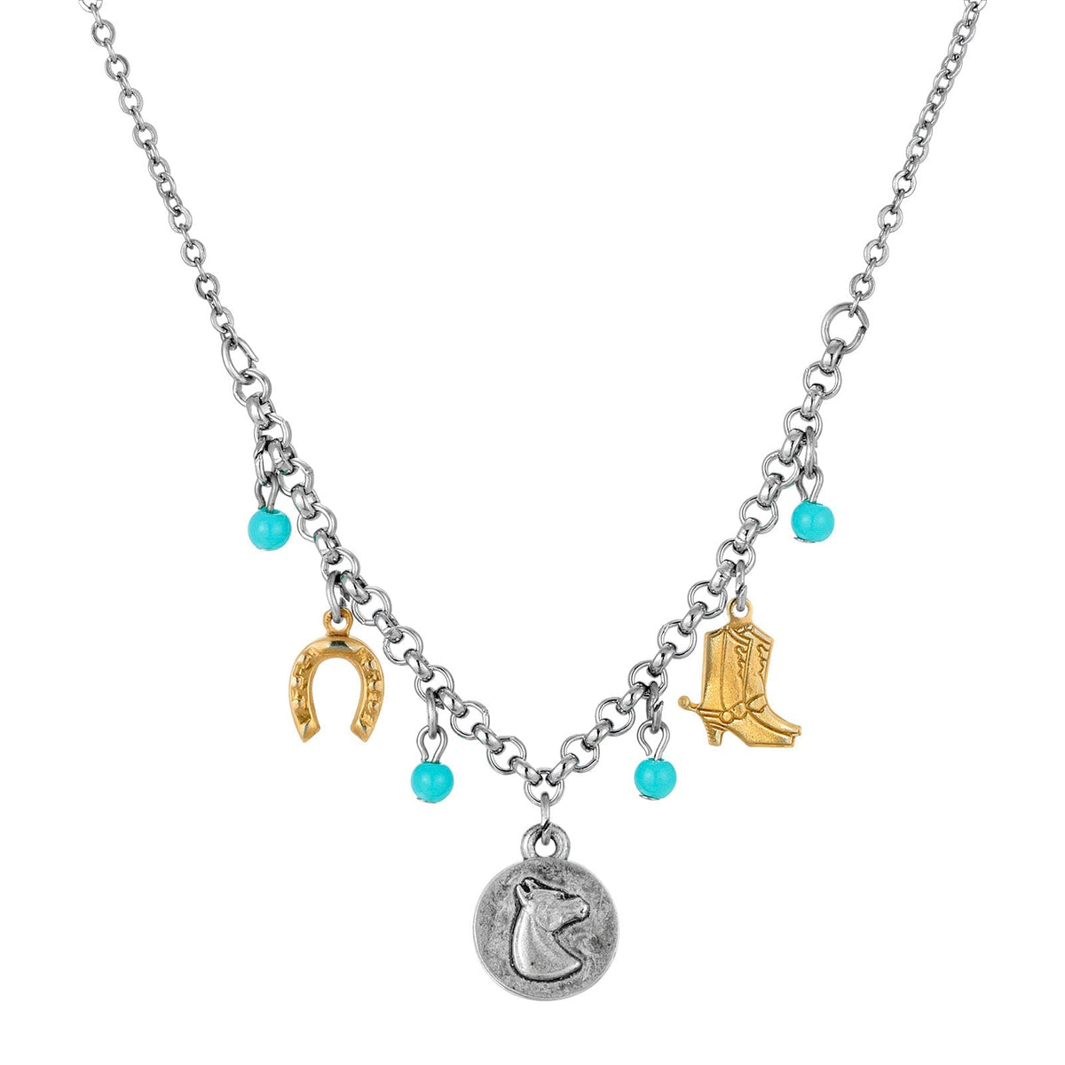 1928 Jewelry Company Necklace, 16"L X 0.5"W X 0.75"H, Turquoise