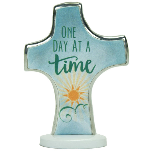Cathedral Art Abbey & CA Gift One Day at A Time Small Artmetal Standing Cross