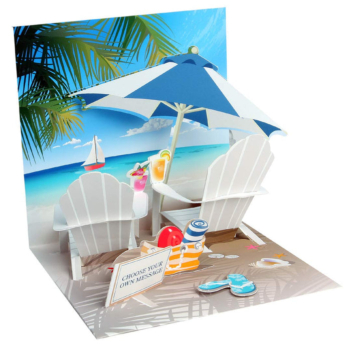 Up With Paper POP UP Greeting Card Tropical Beach All Occasion