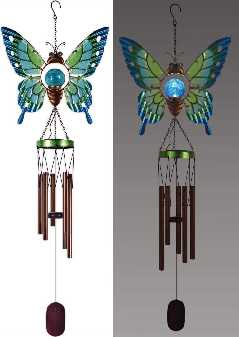 Sunset Vista Designs 93823 Solar Wind Chime (Butterfly, 38-inch Height)