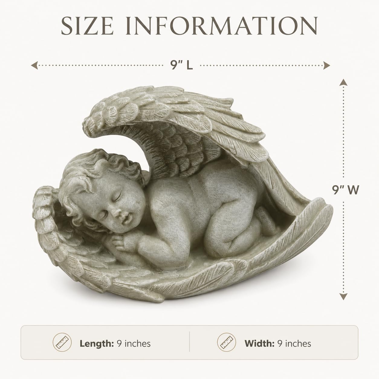 Comfy Hour 9 Inch Baby Angel Statue, Sleeping Cherub in Wing Decor