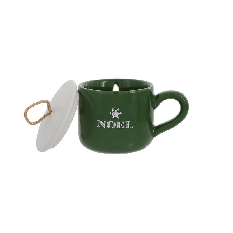 Pavilion - Noel - 2 oz Mini Candle in 2.5 Oz Espresso Shot Glass Mug with Lid Holiday Christmas Decor Present Seasonal Winter to:/from: Gift Tag