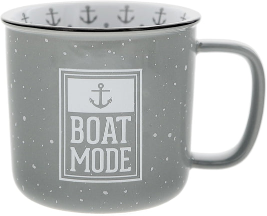 Pavilion - Boat Mode Ceramic 18-ounce Mug, Gray with Speckled Finish, Durable Thick Walled Camping Style Coffee Cup, Campfire Mug, Coastal Decor, Captains Mug 1 Count