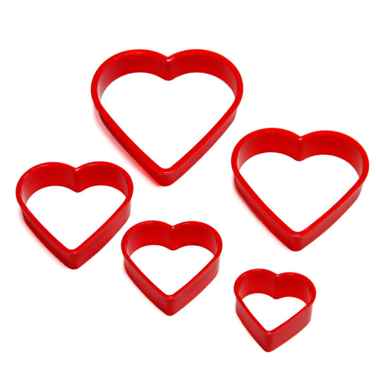 Chef Craft Select Plastic Heart Cookie Cutter Set, 5 Piece, Red