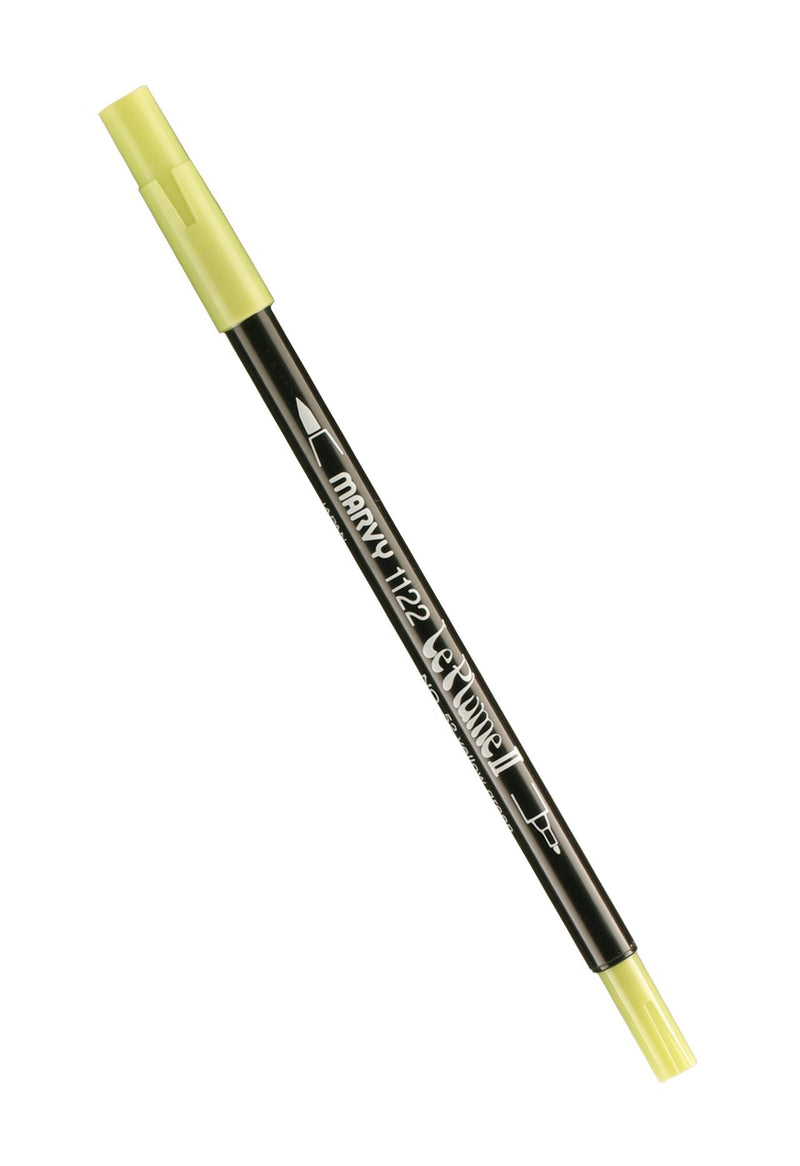 Uchida 1122-C-52 Marvy Extra Fine Tip Le Plume II Double Ender Marker Pen, Yellow Green