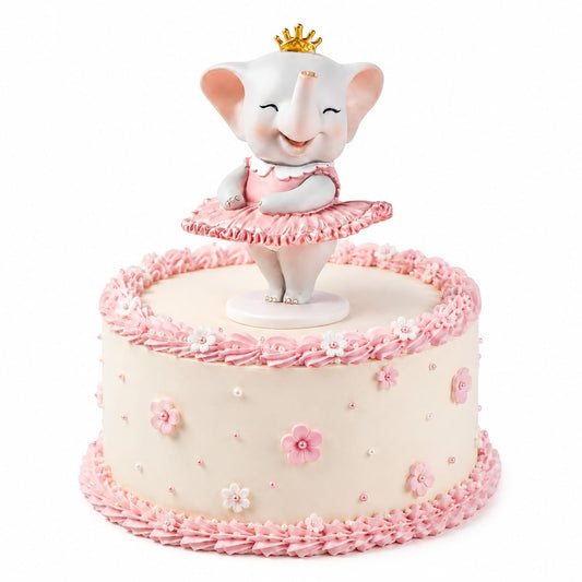Comfy Hour 4.5 Inch Ballerina Elephant Figurine, Pink Cake Topper
