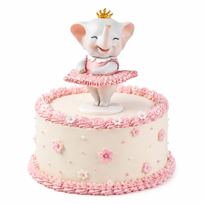 Comfy Hour 4.5 Inch Ballerina Elephant Figurine, Pink Cake Topper