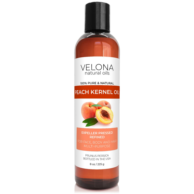 velona Peach Kernel Oil 8 oz | 100% Pure and Natural Carrier Oil | Refined, Cold pressed | Cooking, Skin, Hair, Body & Face Moisturizing | Use Today - Enjoy Results