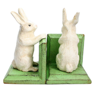 HomArt Cast Iron Bunny Bookends, White, Set of 2 (1659-6)
