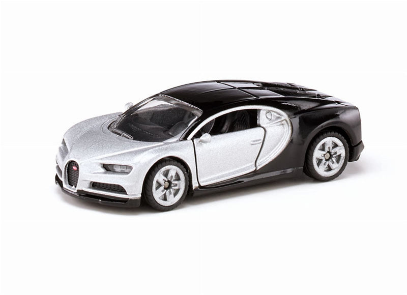 siku 1508, Bugatti Chiron Sports Car, Toy car for Children, Metal/Plastic, Silver/Black, Opening Doors