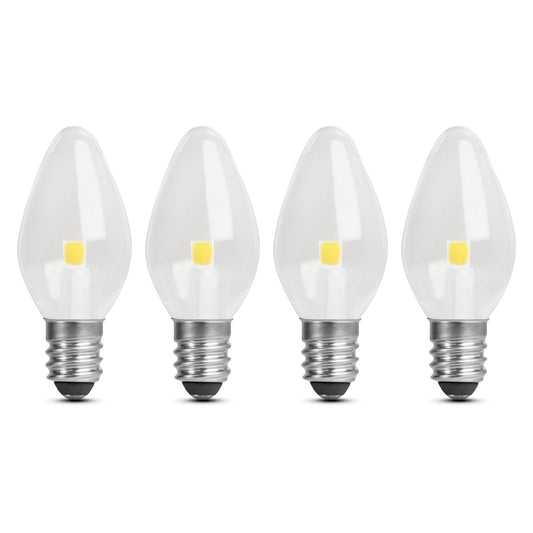 Feit Electric BP7C7/850/LED/4 0.6W 7W Equivalent 30 Lumen Candelabra Base LED C7 Night Light Bulb, 2.1"H x 0.9"D, 5000K (Daylight), 4 Piece