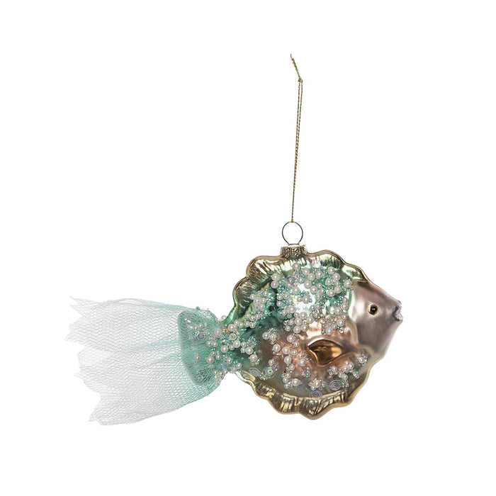 Beachcombers Hanging Ornament, 4.5-inches, Teal Salmon