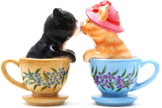 Pacific Trading Giftware ATTRACTIVES Salt and Pepper Shaker - Tea Cup Kitten