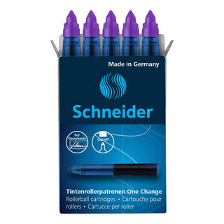 Rediform Schneider One Change Rollerball Refill Cartridges.6mm, Purple, Box of 5 (185408)