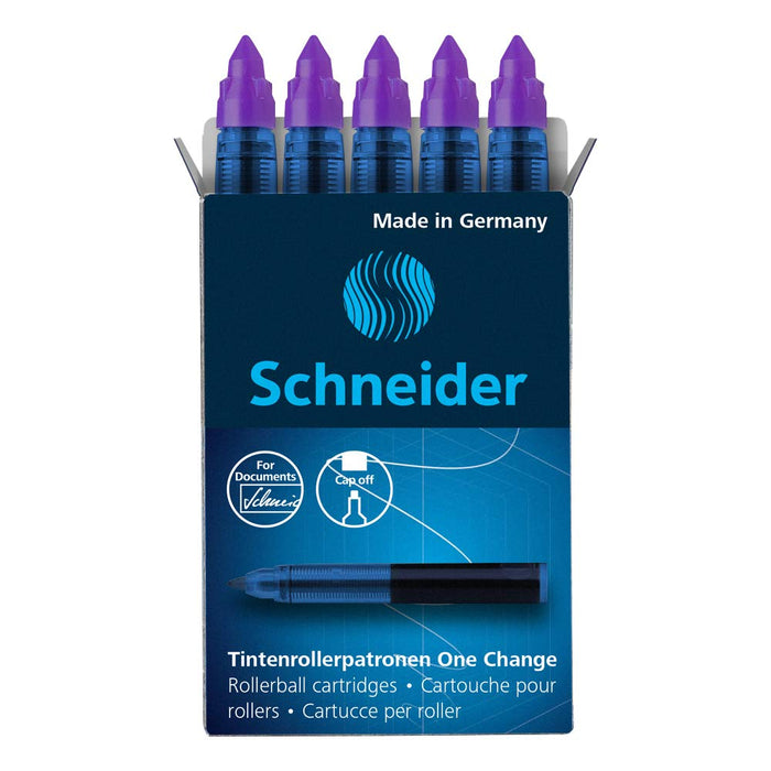 Rediform Schneider One Change Rollerball Refill Cartridges.6mm, Purple, Box of 5 (185408)