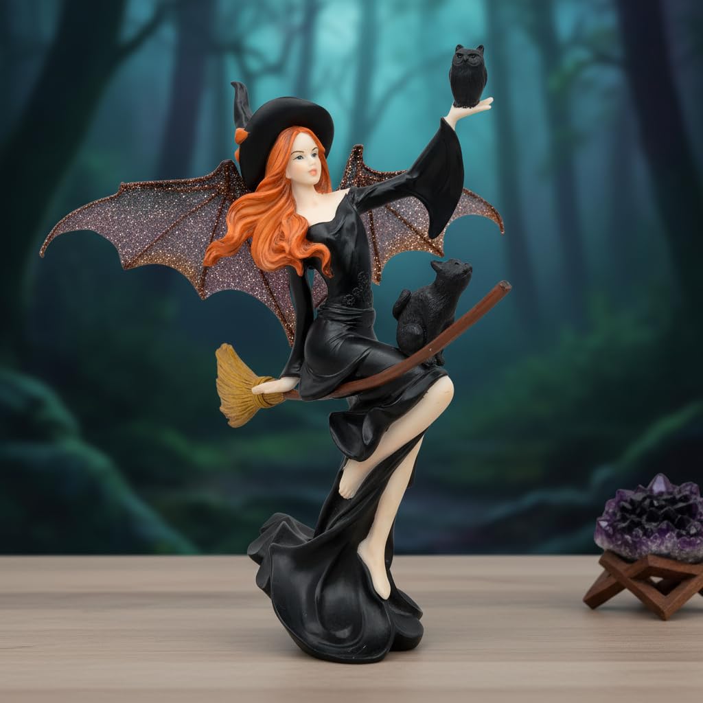 Comfy Hour 9 Inch Dark Fairy Witch Figurine, Gothic Shelf Decor