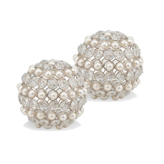Modern Day Accents Facetas Perla 4" Cristal & Pearl Spheres - Set of 2