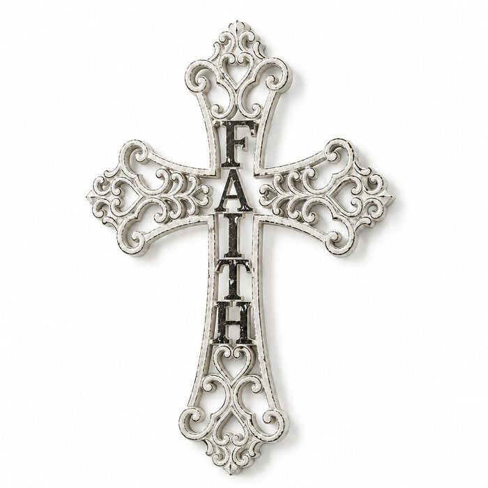 Comfy Hour 13.8 Inch White Cross for Wall, Faith Cross Wall Decor