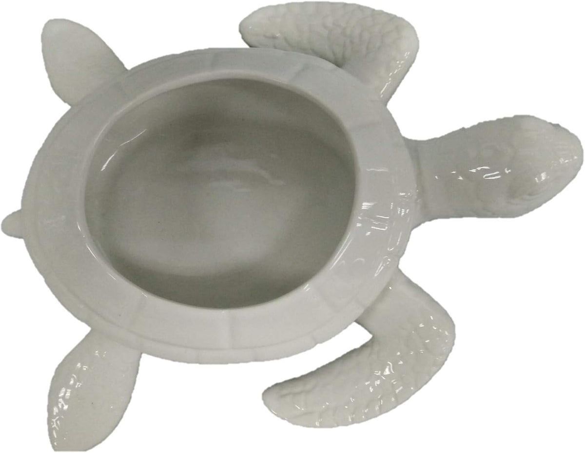 Comfy Hour 9" Ceramic Turtle Succulent Planter Flower Bud Pot Decorative Vase Small Plant Container, White