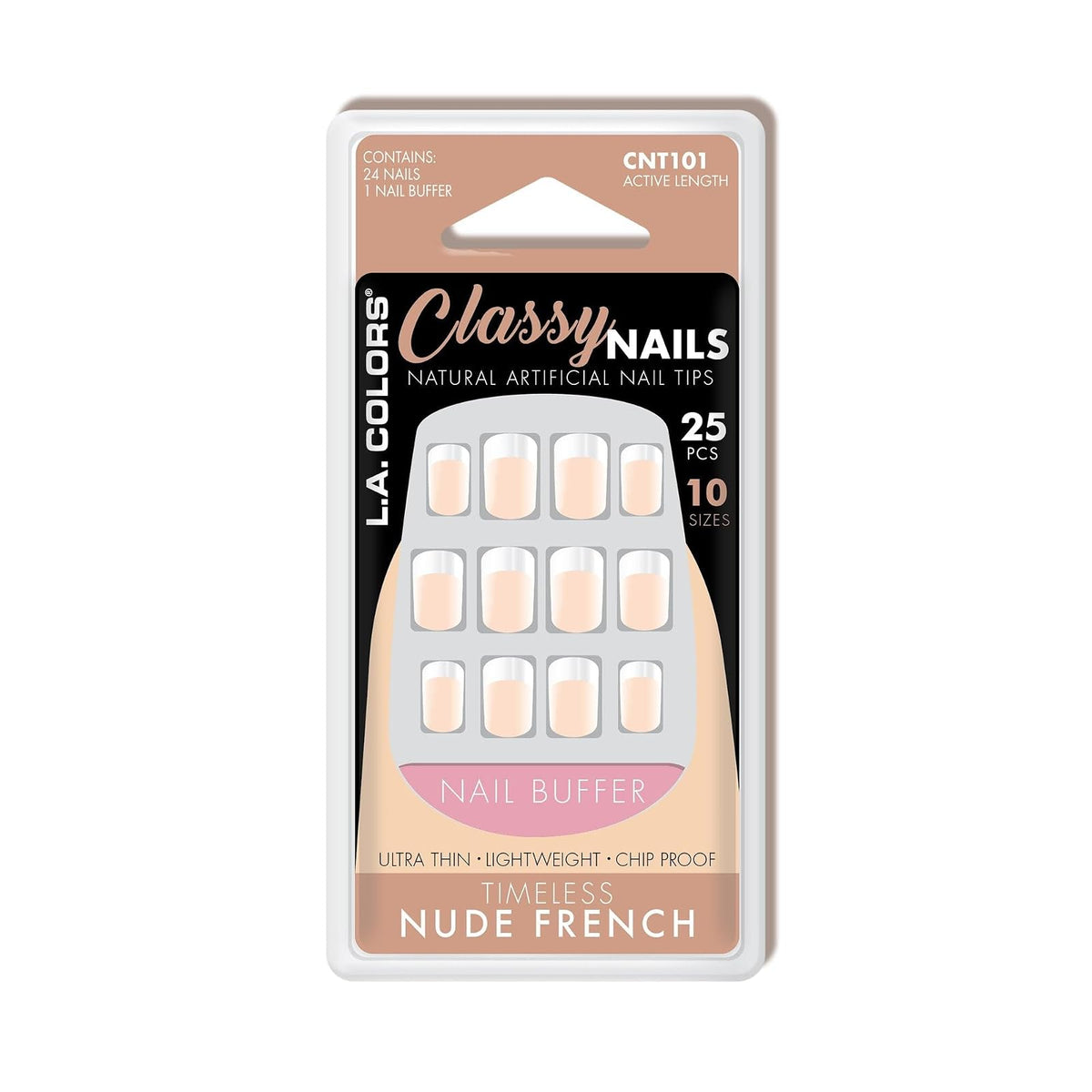 L.A. COLORS False Nail, Full Set- 20tips, Timeless Nude French